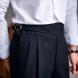 WIAOFELLAS  -  Fashion Vintage Men Pants British Style High Waist Business Casual Straight Trousers Spring Autumn Slim Fits Naples Kolger Pant