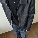 WIAOFELLAS  -  Men Clothing Jacket New High-end Advanced Designed Niche Chic Temperature Americian Carved and Embroidered Western Lapel Jacket