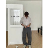 WIAOFELLAS  -  Spring Long Sleeved T-shirt Men Fashion Gray Black Casual T Shirt Men Streetwear Korean Loose Round Neck T Shirt Mens Top M-3XL