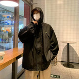 WIAOFELLAS  -  Autumn Jackets Men Chic Baggy Japanese Style Outdoor Hooded Males Overcoats All-match High Street Windproof Long Sleeve College