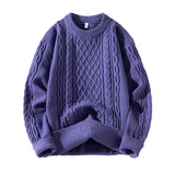 WIAOFELLAS  -  Japanese Style Men's Tweed Sweater Trend Thick Loose Round-neck Sweater Jacket Brand Ins Autumn Winter Knitted Pullover Sweaters