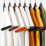 WIAOFELLAS  -  270G Cotton Premium Summer Fashion Patchwork Men's T-shirt Chinese Trendy Couple Style Solid Simple Casual Basic Blank Tees Male