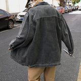 Wiaofellas New Cotton Denim Jacket Men's Casual Solid Color Lapel Single Breasted Jeans Jacket Men's Fall Loose Quality Men's Jacket