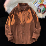 WIAOFELLAS  -  Solid Color Men Shirts Casual Basic Long Sleeve New Unisex Shirt Korean Fashion Outwear Top Male Oversized Blouses