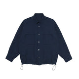 WIAOFELLAS  -  Colour Solid Work Style Men's Casual Shirt New Korean Version Simple Fashionable Slim Loose Big Pocket Blouse 2A2013