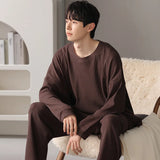 Wiaofellas New Arrival Autumn Winter Men Pajamas Long Sleeve Male Pajama Set Men Knited Cotton Pajamas for Men Sleepwear Suit Homewear