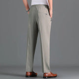 Wiaofellas  -  Men's Summer Middle-aged and Elderly Ice Silk Pants Daddy Outfit Casual Loose High Waist Deep Large Size Straight Thin Trousers