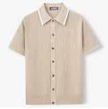 WIAOFELLAS  -  Summer New Trend Men Fashion Knit Polo Shirt Light Luxury Solid Tops American Style Short Sleeve Casual Cardigan Shirts