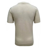 WIAOFELLAS  -  Contrast Striped Casual Knitted Short-Sleeved Polo Shirt New Business Comfortable Retro Versatile Shirt For Men