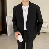 WIAOFELLAS  -  Shoulder Padded Blazer Men Slim Fit Fashion Social Mens Dress Jacket Korean Casual Suit Jacket Mens Office Formal Jackets Coat