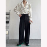 WIAOFELLAS  -  Black Suit Pants Men Oversized Fashion Social Mens Dress Pants Korean Loose Straight Wide Leg Pants Mens Office Formal Trousers