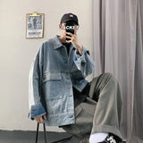 WIAOFELLAS  -  New Style Casual and Lazy Youthful Trend Big Pocket Temperament Denim Jacket Men's Fashionable and Handsome
