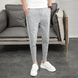 WIAOFELLAS  -  Korean Summer Pants Men Fashion Design Slim Fit Men Harem Pants Ankle Length Solid All Match Hip Hop Joggers Trousers Men
