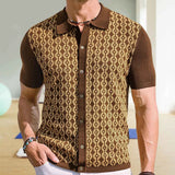 WIAOFELLAS  -  Casual Breathable Ice Silk Knit Shirt For Mens Spring Summer Luxury Graphic Knitting Shirts Men Vintage Button Lapel Slim Shirts
