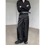 Wiaofellas  -  New Trendy Men's Casual Solid Color Pants Summer Streetwear Straight Wide Leg Trousers Male Korean Style