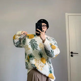 WIAOFELLAS  -  Korean style knitted pullover sweater men's trendy pineapple jacquard round neck top casual loose lazy style men's clothing