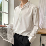 WIAOFELLAS  -  High-end White Shirt Men's Long-sleeved Handsome Suit Top Men's Casual Loose Ice Silk Thin Anti-wrinkle