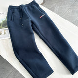 WIAOFELLAS  -  Thiened Fce Lined Straight Leg Casual Pants for Men And Women Couples Winter Warm Trousers Slim Fit Leisure Trousers