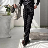 Wiaofellas  -  Men's High Waist Pleated Dress Pants Solid Color Formal Trousers Business Casual Straight Leg Suit Pants For Male Office Wedding