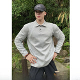 Wiaofellas  -  Men's Long Sve  irt Patchwork White Flower ey American Sle Street Hard Man Autumn Heavyweight Sweatirt T-irt