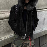 WIAOFELLAS  -  Men Hoodies Plush Patchwork Hooded Long Sleeve Zipper Male Sweatshirts Streetwear Loose Fashion Casual Men Jackets S-3XL