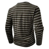 WIAOFELLAS  -  New Men's Henley Collar Long Sleeve T-Shirts Striped Casual Button T Shirt for Men Spring Autumn Male Fashion Cotton Tees Tops