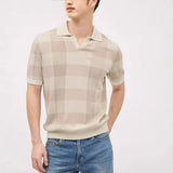 WIAOFELLAS  -  Summer New Fashion Men Knitted Polo Shirt  Stripes Patchwork Tees Turn-down Collar Short Sleeve Tops Casual Men Polos Shirts