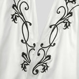 WIAOFELLAS  -  Men Shirt Stain Deep V Neck Long Sleeve Embroidery Casual Men Clothing Streetwear Loose Fashion Male Shirts Camisa S-5XL