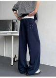 WIAOFELLAS  -  Trendy Men's Drawstring Design Contrast Color Trousers New Fashion Summer Loose High-waisted Wide Leg Pants Male