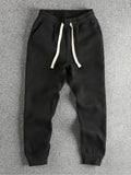 WIAOFELLAS  -  Autumn Winter New American Retro Thick Knitted Sweatpants Men's Simple Elastic Waist Drawstring Sport Casual Ankle-tied Pants