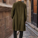WIAOFELLAS  -  England Style Solid Corduroy Trench Coats Men New Lapel Single Breasted Fall Outerwear Long Sleeve Mid-length Mens Winter Jacket