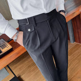 WIAOFELLAS  -  Autumn Men Dress Pants Office Social Business Suit Pants Fashion Casual Slim Fit Wedding Party Groom Trousers Men Clothing