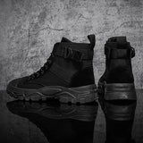 WIAOFELLAS  -  Fashion Trendy Black Boots For Men Outdoor High Top Men's Work Shoes Comfort Breathable Casual Ankle Boots Men botas para hombre