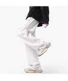 WIAOFELLAS  -  New Men's Pleated Straight Wide-leg Sweatpants Hip Hop Solid Color Baggy Pants Korean Fashion Y2K Streetwear Gray Trousers