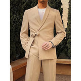WIAOFELLAS  -  Latest Men's Suit Blazer Pants Designs Slim Fit 2 Pieces Groom Wear Best Men Wedding Set Costume Homme Mariage
