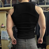 WIAOFELLAS  -  Men Tank Tops Solid Color O-neck Sleeveless Casual Male Vests Streetwear Summer Knitted Fashion Men Clothing S-5XL