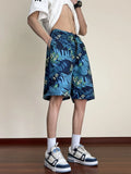 Wiaofellas  -  Men Summer Fashion Flower Print Beach Shorts Men's Loose Pockets Casual Short Pants Male Quick-drying Thin Shorts G44
