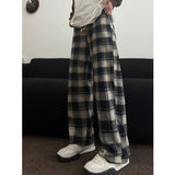 Wiaofellas  -  Autumn Woolen Pants Men Oversized Fashion Retro Plaid Pants Men Streetwear Hip-hop Loose Wide Leg Pants Mens Vintage Trousers