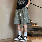 WIAOFELLAS  -  Fashion New Men's Letter Print Tie Dye Drawstring Design Shorts Trendy Summer High-waisted Loose Short Pants Male