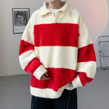 WIAOFELLAS  -  Men's Lapel Knit Pullover Knitted Sweater Large Size Spring Autumn Winter Warm Tops Youth Casual Polo Collar Pullover B221