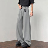 WIAOFELLAS  -  New Simple Men's Suit Pants Drape Striped Design Pleated Contrast Color Straight Wide Leg Male Trousers All-match