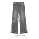 WIAOFELLAS  -  American Retro Street Style Washed Wide Leg Jeans Loose Straight Micro Flared Trousers for Men And Women High Street Trend Brand