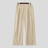 Wiaofellas  -  Men Pants Solid Color Button Joggers High Waist Casual Trousers Men Streetwear Loose Fashion Male Wide Leg Pants S-5XL