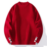 Wiaofellas  -  Trendy Cashmere Blend Fabric Sweater Warm Autumn Winter Wool Knitted Pullover Sweater With Cuff Button Design casual Tops