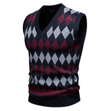 WIAOFELLAS  -  Autumn and Winter Men's New Knitted Sweater Vest Fashionable V-neck Sweater Vest Loose Pullover