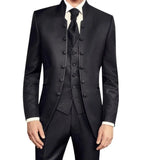 Wiaofellas  -  Tunic Men Suits with Stand Collar Double Breasted Blazer Jacket Vest Pants 3 Pcs Wedding Groom Tuxedo Italian Style