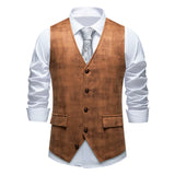 Wiaofellas  -  Autumn Warm Plaid Print Suede Waistcoat Mens Daily Outdoor Slim Fit Single Breasted Tank Tops Male Streetwear Vintage Vests