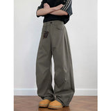 Wiaofellas  -  Men's Loose Fit Casual Pants 2026 M-5XL Plain Color Wide Leg Comfortable Blend Urban Streetwear Daily Wear Black White
