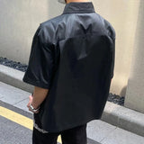 Wiaofellas  -  Summer New Mens Clothing High-End Light Luxury Casual Short-Sleeved Tops Thin Section High Street Y2k Zipper Shirt Men