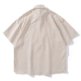 WIAOFELLAS  -  Men Shirt Summer Funny Plush White Goose Embroilery Short Sleeve Button Up Shirts HipHop Harajuku Casual Loose Streetwear Shirt